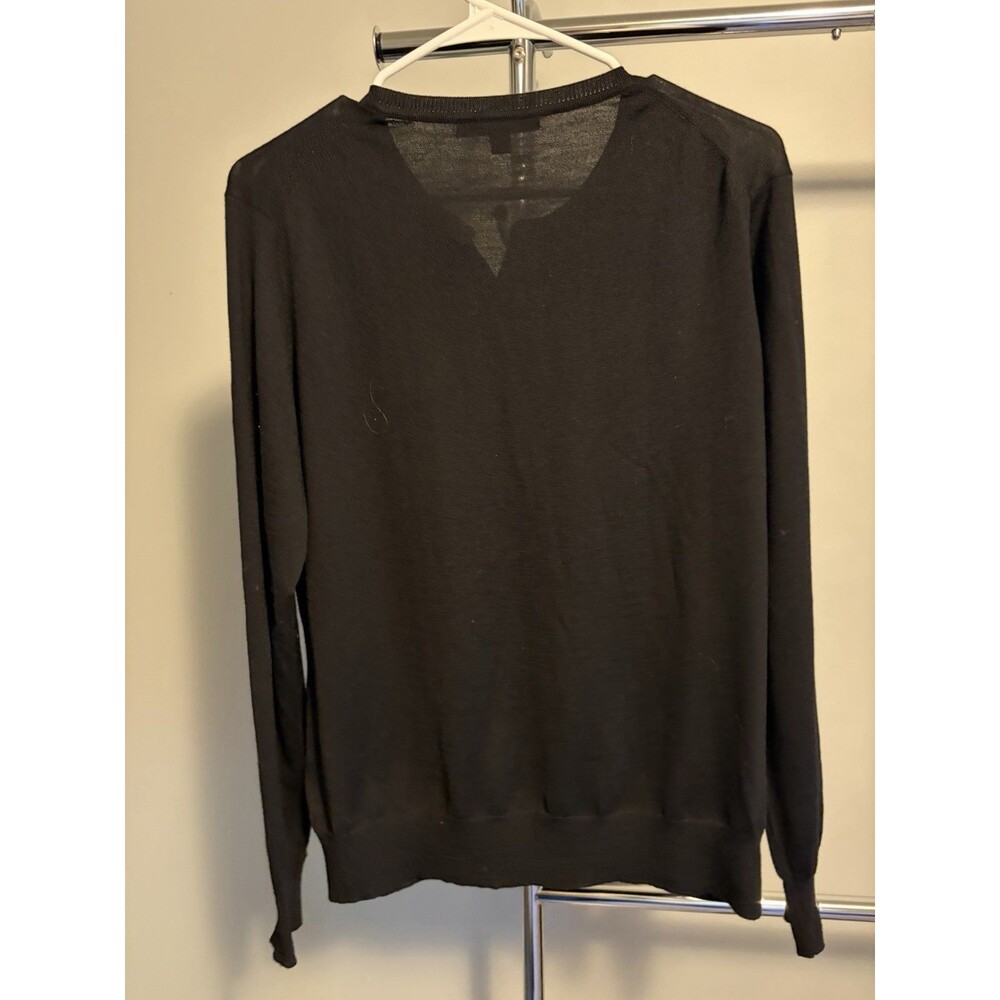 Brooks Brothers Women’s XL Black Merino Wool Ruffle Cardigan Sweater - Picture 2 of 7